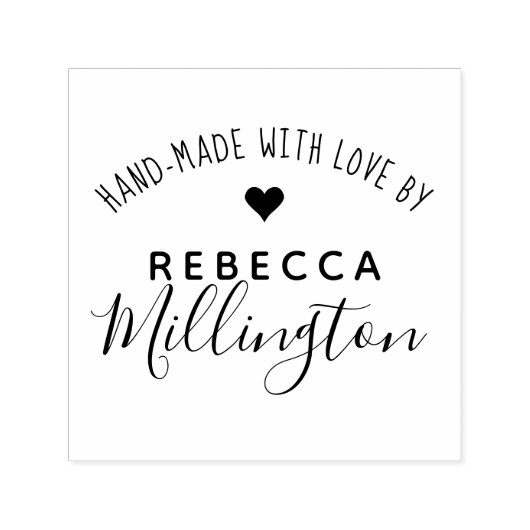 Met de hand gemaakt met liefde door | Handtekening Zelfinktende Stempel (Design)