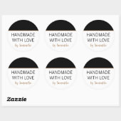 Met de Hand Gemaakt met Liefde door Naam Zwart Gou Ronde Sticker (Vel)