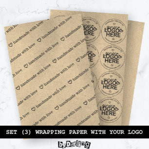 Met de Hand Gemaakt met Liefde Eigen Logo Rustic M Inpakpapier Vel
