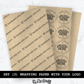 Met de Hand Gemaakt met Liefde Eigen Logo Rustic M Inpakpapier Vel