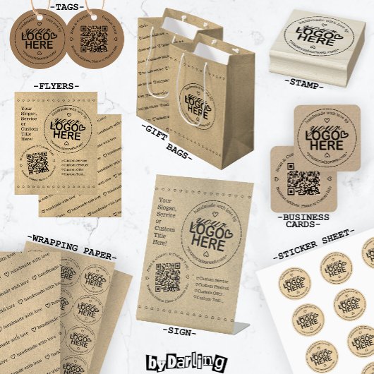 Met de Hand Gemaakt met Liefde Eigen Logo Rustic M Inpakpapier Vel