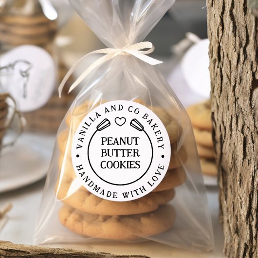 Met De Hand Gemaakt Met Liefde Gardeer Hart Bakker Ronde Sticker