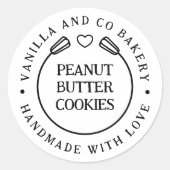 Met De Hand Gemaakt Met Liefde Gardeerhart Bakkeri Ronde Sticker (Voorkant)