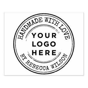 Met de hand gemaakt met liefde groot logo op maat rubberstempel