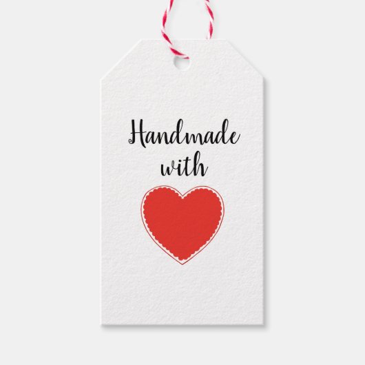 Met de hand gemaakt met liefde hart cadeaubijlage cadeaulabel (Voorkant)