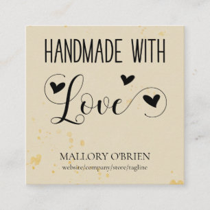 Met de Hand gemaakt met Liefde Hart Calligrafie Ta Vierkante Visitekaartje