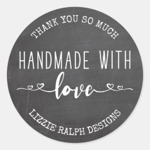 Met de Hand Gemaakt met Liefde Krijtbord Aangepast Ronde Sticker