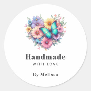 Met de hand gemaakt met liefde Madeliefjesbloemen Ronde Sticker