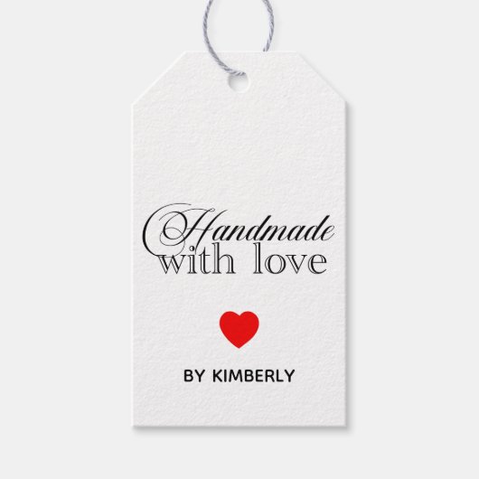 Met de hand gemaakt met liefde minimalistisch  cadeaulabel (Voorkant)