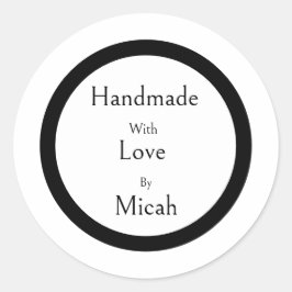 Met De Hand Gemaakt Met Liefde Modern Minimalistis Ronde Sticker