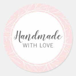 Met de hand gemaakt met liefde moderne botanische  ronde sticker