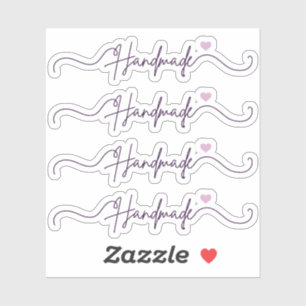 Met de Hand Gemaakt Met Liefde Paarse Zakelijke Ve Sticker