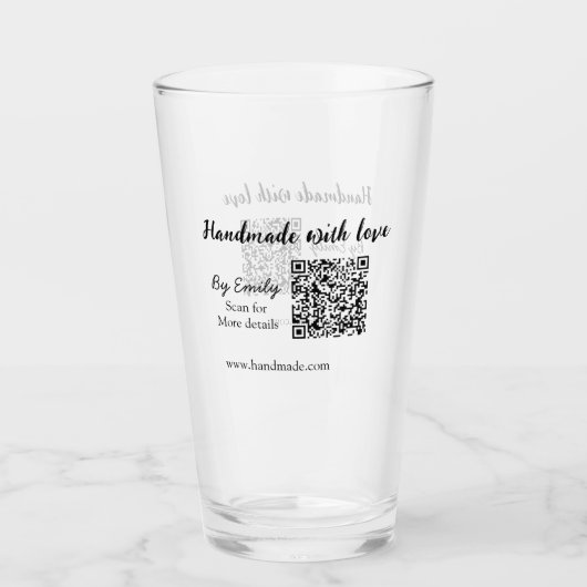 Met de hand gemaakt met liefde Q R code klein bedr Glas (Voorkant)