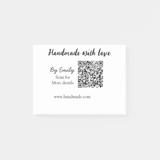 Met de hand gemaakt met liefde Q R-code klein bedr Post-it® Notes (Voorkant)