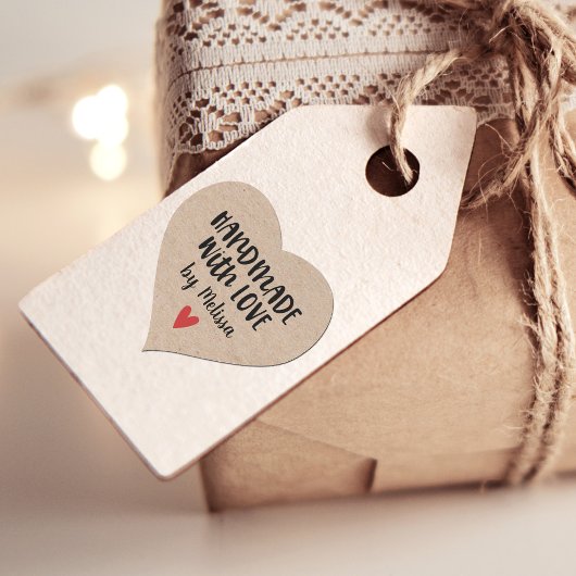 Met De Hand Gemaakt Met Liefde Rustieke Kraft Hart Sticker
