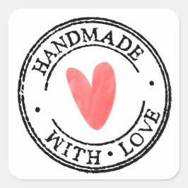 Met de Hand Gemaakt met Liefde Rustieke Stempel St Vierkante Sticker