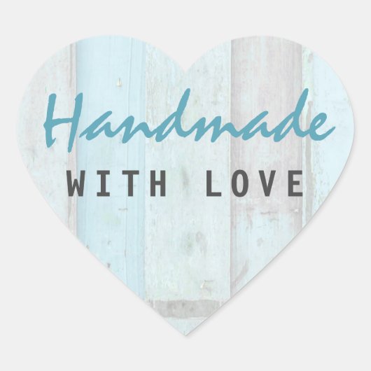 Met de hand gemaakt met liefde Rustieke Turquoise  Hart Sticker (Voorkant)