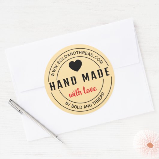 Met de Hand Gemaakt met Liefde Sticker – Ambachtel (Envelop)