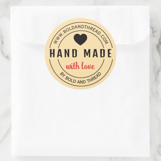 Met de Hand Gemaakt met Liefde Sticker – Ambachtel (Tas)
