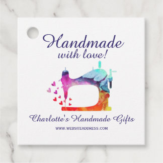 Met de Hand Gemaakt Met Liefde Waterverf Naaimachi Bedankjes Labels