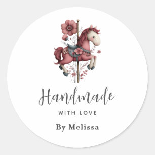 Met de Hand Gemaakt met Liefde Wispelturige Carrou Ronde Sticker