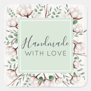 Met de Hand Gemaakt met Liefde Zuidelijke Katoenen Vierkante Sticker