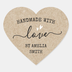 Met de hand gemaakt met liefdes harten aangepaste hart sticker