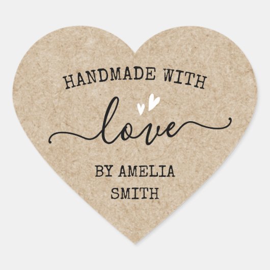 Met de hand gemaakt met liefdes harten aangepaste hart sticker (Voorkant)