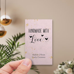 Met de hand gemaakt met liefdeshart kalligrafie ro visitekaartje