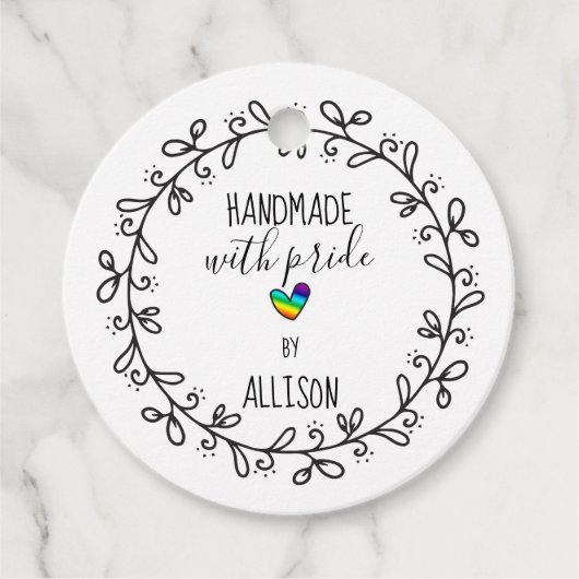 Met de hand gemaakt met trots Regenboog Ambachtsma Bedankjes Labels (Voorkant)