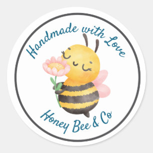 Met de Hand Gemaakt. Mopige Bij Persoonlijk Ronde Sticker
