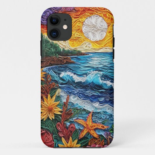 Met de hand gemaakt papier landschap quilling ontw Case-Mate iPhone case (Achterkant)