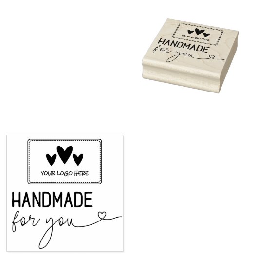 Met de Hand Gemaakt Voor Jou Groot Logo Rubberstempel (Gestempeld)