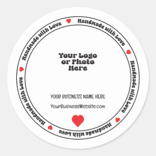 Met de Hand Gemaakt Zakelijk Inzetstuk - Red Heart Ronde Sticker