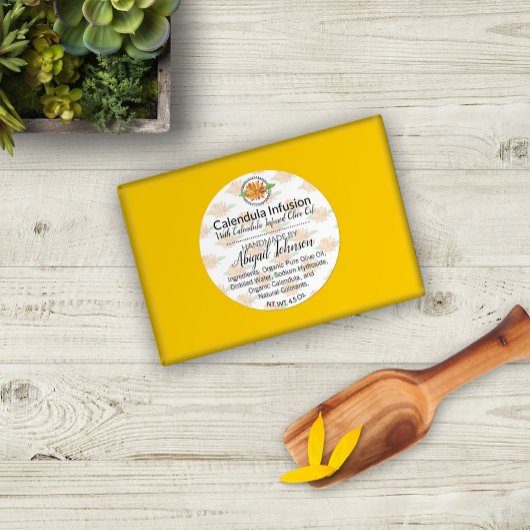 met de hand gemaakt | Zelfgemaakte Calendula Scrub Ronde Sticker