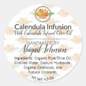 met de hand gemaakt | Zelfgemaakte Calendula Scrub Ronde Sticker (Voorkant)