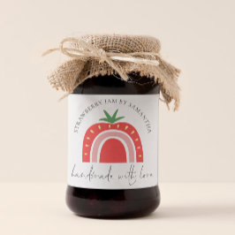 Met de Hand Gemaakte Aardbeienjam Regenboog Naam Vierkante Sticker