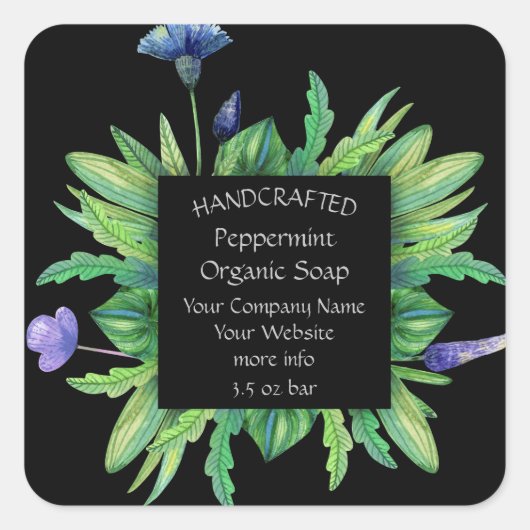 Met de Hand Gemaakte Bloem Vierkante Sticker (Voorkant)