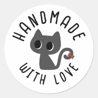 Met de hand gemaakte cute Doodle Zwarte Kat Ronde Sticker