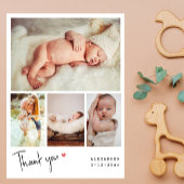 Met de hand gemaakte fotocollage babyshower bedank briefkaart