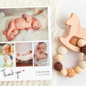 Met de hand gemaakte fotocollage babyshower bedank briefkaart