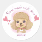 Met de Hand Gemaakte Hond Sticker – Pastel Label (Voorkant)