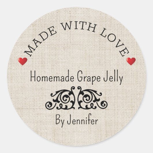 Met de Hand Gemaakte Jam Label Hartjes (Voorkant)