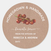 Met de Hand Gemaakte Tomatensaus in Mason Pot Ronde Sticker (Voorkant)