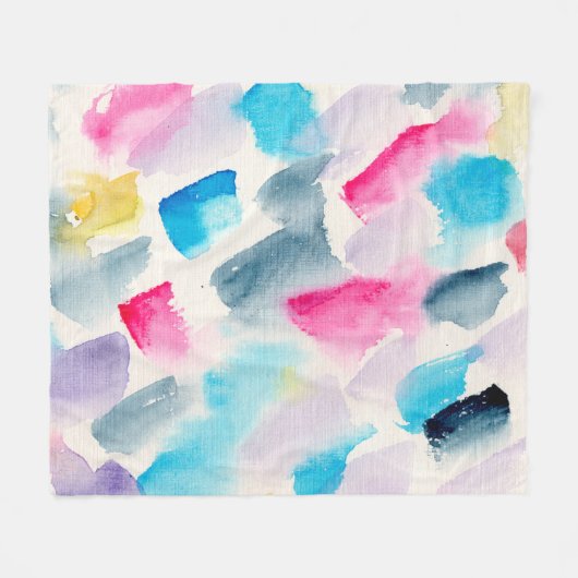 met de hand gemaakte waterverf abstracte penseelst fleece deken (Voorkant (Horizontaal))