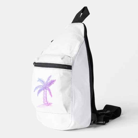 Met de hand geschetste flespalmboom met bladeren sling bag (Rechterhoek)