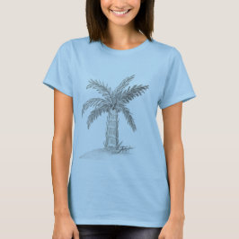 Met de hand geschetste flespalmboom met bladeren t-shirt
