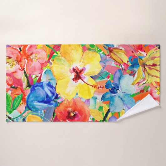 met de hand geschilde abstracte waterverf achtergr badhanddoek (Badhanddoek)