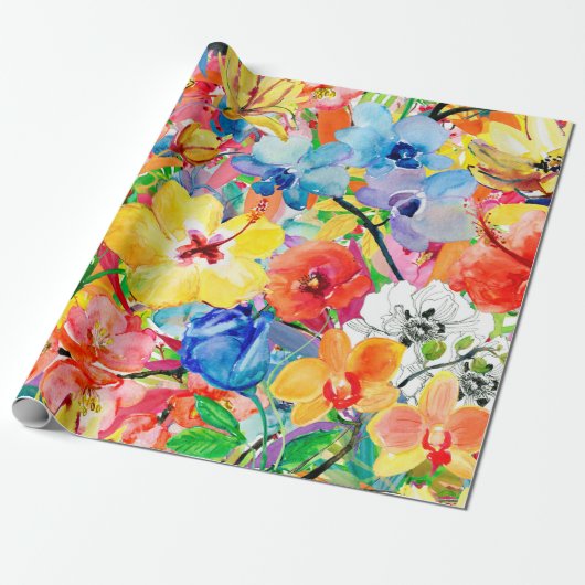 met de hand geschilde abstracte waterverf achtergr cadeaupapier (Uitgerold)