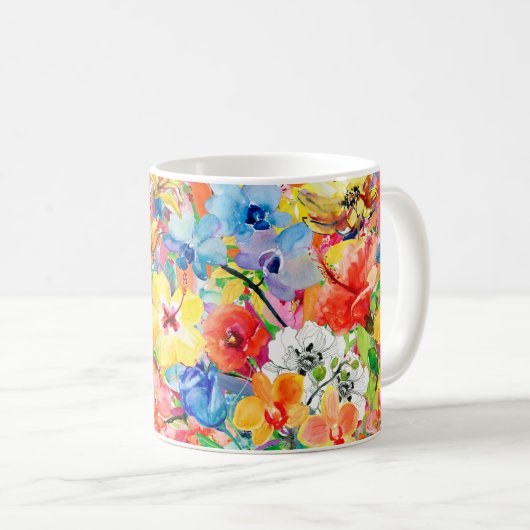 met de hand geschilde abstracte waterverf achtergr koffiemok (Voorkant rechts)